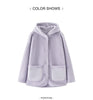 Jacket Women Winter Reversible Sweatshirt Faux Lamb Wool Fleece Solid Color Top Women's Clothing