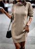 Turtleneck Wrap Hip Women Sweater Dress Solid Color Knitted Dresses Female Autumn Winter Casual Thickened Warm Mini Gown
