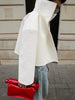 Women Cropped PU Leather Jackets Chic Stand Collar Wide Flare Sleeve Asymmetrical Wrap Open Front Coat Autumn Loose Jacket