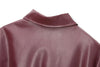 Wine Red Faux Leather Jakcet Outerwear Thicken Zipper Lapel Pu Coats Autumn Winter Streetwear Ladies Tops Women