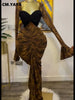 Women Leaf Printed Stacked Ruched Draped V-neck Maxi Long Bodycon Dress Holiday Birthday Club Party Evening Dresses