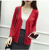 6XL Plus Size Women Knitted Cardigan Coat Solid Color Red Winter Casual V-Neck Long Sleeve Crochet Knit Sweater Coat Female Top