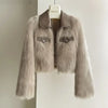 Spring and Autumn Korean Chic Polo Collar Loose Fur Coat Women Clothing Winter Coat Faux Fox Fur Plush Short Jackets Women Tops