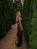 Black Lace Sheer Long Dress For Women Autumn Sexy Hollow Side Slit Maxi Dresses Party Club Bodycon Elegant Dress