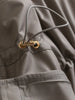 Solid-color Stand Neck Pocket Loose Mid-length Drawstring Waist Casual Trench Coats Women Long Sleeves Coats