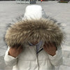 Real Fur Collar for Coat Parkas Women Winter Natural Raccoon Fur Scarf for Jacket Warm Furry Hood Trim with Buttons