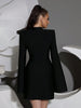 Black Women's Diamond Cloak Sleeve Design Bandage Mini Dress Long Sleeve Elegant Birthday Party Wedding Guest