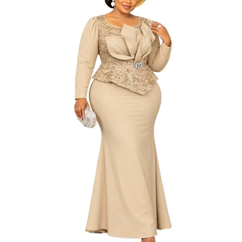 Elegant African Dresses for Women Plus Size Ruffle Evening Party Long Dress Dashiki Ankara Turkey Outfits Robe African Clothes