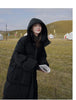 Long Thickened Down Cotton Bread Style Coat Women's Winter Outerwear Korean Loose Long Knee Length Solid Hooded Jacket