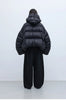 Stylish Silhouette 90% White Goose down Hooded down Jacket for Women, Curved Sleeve Puffer Coat, Thickened Outerwear, Winter Model