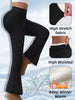 Ultra-Thick Lambswool Warm Leggings Woman Lift Hips High Waist Slim Wide Leg Tights Female Winter Thermal Black Flared Pants