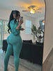 Street Women's Set Zipper Fly Crop Sweatshirt and Jogger Sweatpants Elegant Fall Sportwear Two 2-Piece Set Outfits
