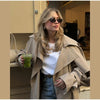 Lace Up Long Trench Coat Women Full Sleeve Lapel Single Breasted Loose Outerwear Lady Spring Daily Street Coat