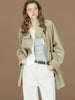 Womens British Trench Coat Contrast Cuff Stand Collar Heritage Workwear Style Pink Black Khaki Short Long Trench Coat