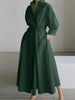 Spring Dress Long Sleeve Solid Color Elegant Maxi Dresses For Women Casual V Neck Shirt Party Long Dress Robe Femme