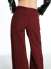 Vintage High Waist Jeans Women Solid Red Wide Leg Flare Full Length Denim Pants Streetwear