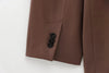 Spring Office Lady Elegant Brown Women Suit Casual Sashes Oversized Shrug Blazer Chic Zipper Long Pant