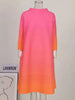 Pleated Dress Gradient Color Women Turtleneck Long Sleeves Pink Orange Dresses Female Clothing 2YA773b