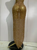 Women Sparkly Diamonds Mesh Sheer Stretch Long Dress Eveing Celebrate Birthday Party Nightclub Sexy Stage Costume