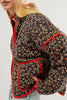 Chic Vintage Floral Print Cotton Coat Autumn Winter Women Jacket Long Sleeve Cardigan Pocket Streetwear Short Quilted Jacket