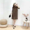 Women Pleated Single Breasted Dress Stand Theree Quarter Sleeve Tide Spring 2F0095