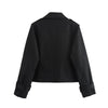 Autumn Women Solid Cropped Trench Coat Vintage Double Breasted Long Sleeve Short Jacket Lapel Collar Windbreaker