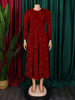 Vintage Sequin Women Church Swing Dresses Long Sleeve O-Neck High Waist Elegant Glitter Banquet Party Evening Dress