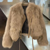 autumn and winter fur coat women's short style imitation fox fur Korean version versatile lace up thick top