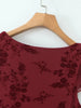 Women Sweet Flower Flocking Chic Bow Mini Dress Vintage Square Collar Sexy Slim Hip Wrap Dresses