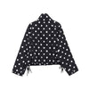 Woman Long Sleeve Polka Dot Solid Jacket High Collar Single Breasted Drawstring Coat Spring High Street Lady Chic Jackets