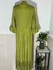Maxi Dress Women High Neck Long Sleeves Stitching Tassel Hem Solid Color Dresses Female Party Clothing 2DB1143