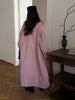 Retro Pink Women Trench Coat Stand Collar Button Design Cuffs Tightened Pocket Long Outerwear Spring Fall Elegant Lady Outfit