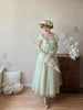 Handmade Women Green Beaded Lace Formal Dress Regency Empire Waist Lolita Gown French Elegant Party Outfit Chic Retro