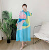 Maxi Pleated Dress For Women Lapel Single Breasted Long Sleeves Color Block Tassel Hem Loose Chic Clothing Autumn 2R5928