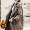 Autumn Winter Plaid Cotton Jacket Women's Warm Temperament Polo Collar Wool Coat Female Long Parkas Overcoat