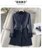 Women Stripe Stitching Woolen Blazer Coat Long Sleeve Jacket Office Ladies Work Wear Blazers Female Windbreakers Outerwear