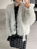 Women Autumn Furry Sweater Coat Single Button Design Knitted Warm Coat Thick Cardigans Clothes Tops For Women Sweater