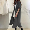 Autumn Collection Women's Cowboy Long Dress Loose Single Breasted Flip Collar Casual Medium Long Shirt Dress