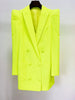 Designer Jacket Women Peak Strong Shoulder Double Breasted Long Blazer Fluorescein