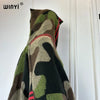 Africa classic camouflage colour print Winter Hooded cardigan dress Female abaya winter outfits for women long down coat