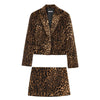 Long Sleeve Blazers Top Women 2 Pieces Leopard Printed Mini Skirt Sets Women's Suit Two Piece Set Women Outfit