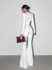 Long Sleeve U Neck Solid Women Sets 2-Pieces(Tops+Pants) Sheath Sexy Club Suits Fitness Casual Female Elegant