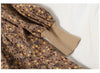 Autumn Winter Korean Patchwork Bandage Long Sleeved Knitted Dress Women's Slim Sweet Corduroy Flower Dresses