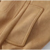 Brown Loose Short Suede Jacket Women Lapel Lantern Sleeves Zipper Outwears Lady Spring Daily Commute Street Coat