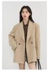 Women Blazers Solid Loose Double-breasted Wide Shoulder Office Ladies Suit Jacket Oversized Coat Spring Autumn