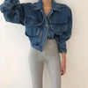 Coats Jackets Women Top Sexy Puff Long Sleeve Y2k Clothes Cropped Jacket Streetwear Women's Denim Shirt
