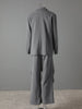 Gray 3 Piece Set Women's Lapel Blazer Short Vest High Waist Drawstring Wide Leg Pants Suit Autumn