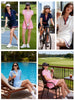Women 2 Pieces Athletic Skirt Set Outfits V Neck Polo Shirts High Waisted Pleated Tennis Skirts Golf Pickball Dress