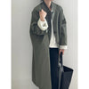 Stand Neck Long Trench Coat Women Spring Casual Turn-down Collar Single-breasted Trench Coat