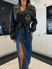 Autumn Women High-waist Retro Button Irregula Skirt Slit Washed Blue Denim Skirts Woman Package Hip Jeans Skirt Streetwear